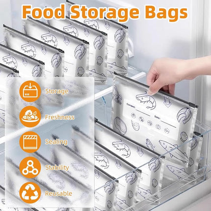 Reusable Food Storage Bags, BPA Free Aluminum Foil Snack Bags with Label Area