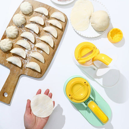 Dumpling Maker Press, 2-in-1 Dough Flattener and Crimper Mold with Pleated Edge Seal for Homemade Dumplings, 2 Colours
