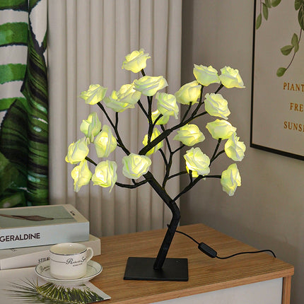 Rose Lamp, USB Powered Flower Night Light with Warm Decorative Glow for Bedside Tables, Shelves and Gifts