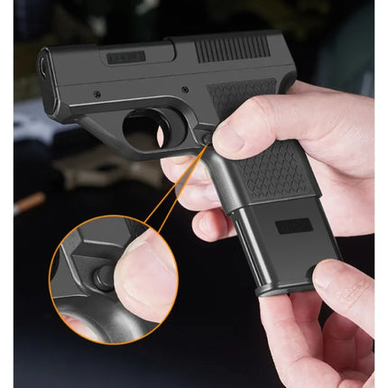 Gun Shaped Novelty Lighter with Trigger Ignition and Laser Effect, One Handed Lighter for Candles