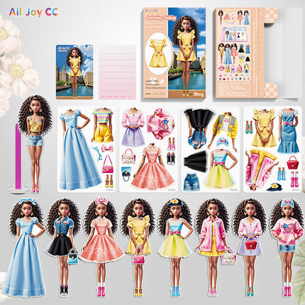 Magnetic Dress Up Doll Book for Kids, Reusable Jackets, Skirts, Dresses and Boots, 9 Character Options, Screen-Free Play