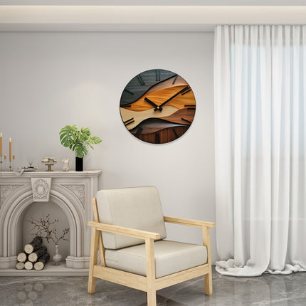 Round Wall Clock with Silent Non-Ticking Movement | Nordic Faux Wood Grain Design for Peaceful Home Decor