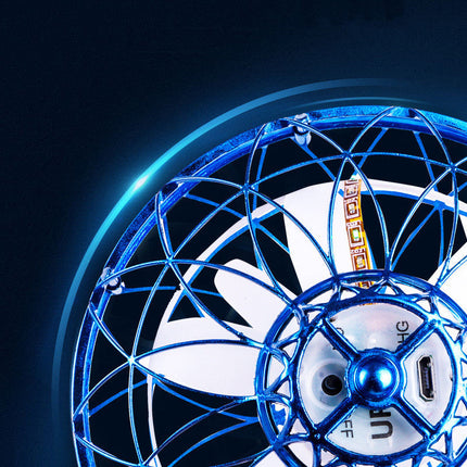 Mini Flying UFO Drone - Neon LED, USB Rechargeable, Palm-Sized Kids Toy