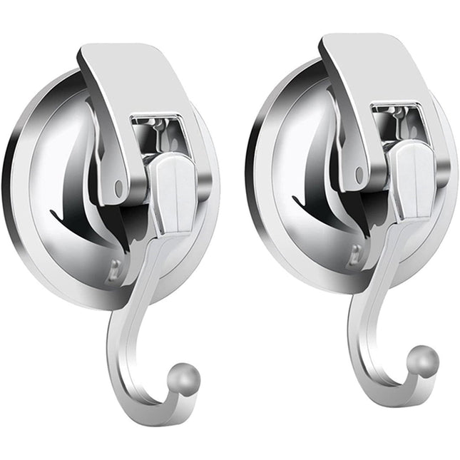 Heavy Duty Suction Cup Hooks 2 Pack, Removable Wall Hooks No Drilling, Shower Towel Hooks for Kitchen and Bathroom
