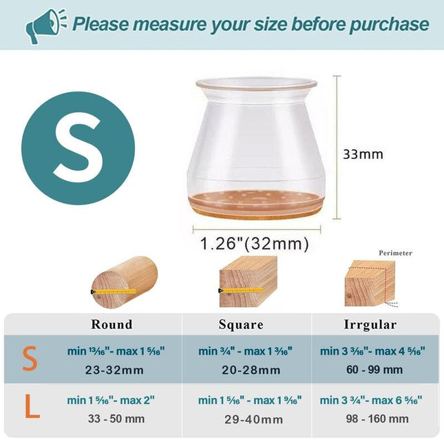 Chair Leg Floor Protectors, Clear Silicone Chair Leg Caps with Felt, Felt Furniture Pads for Hardwood Floors