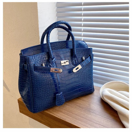 Womens Tote Bag, PU Leather Tote Bag with Crocodile Style Embossed Stone Texture – image 8