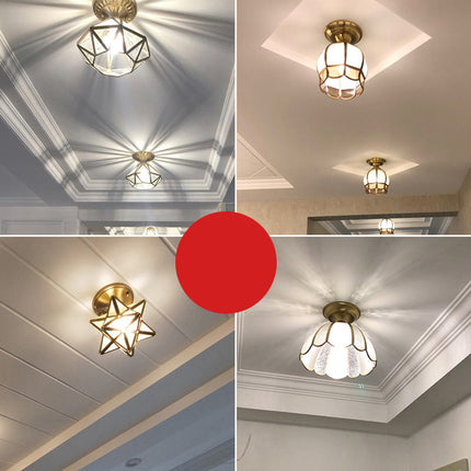 Single-Bulb Semi-Flush Mount Light in Brass | Minimalist Metal Design for Colonial Style Décor