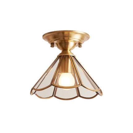 Single-Bulb Semi-Flush Mount Light in Brass | Minimalist Metal Design for Colonial Style Décor