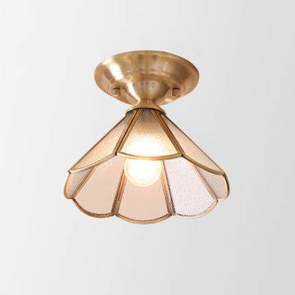 Single-Bulb Semi-Flush Mount Light in Brass | Minimalist Metal Design for Colonial Style Décor