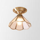 Semi Flush Mount Ceiling Light, Single Bulb Flush Mount Light in Brass, Scalloped Metal Ceiling Light Fixture_00