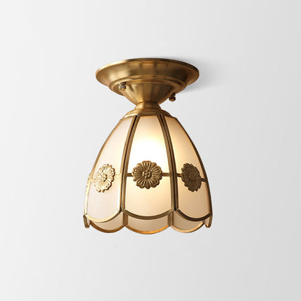 Single-Bulb Semi-Flush Mount Light in Brass | Minimalist Metal Design for Colonial Style Décor