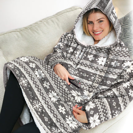 Women Blanket Hoodie with Oversized Design | Cozy Wearable Loungewear for Home Evenings