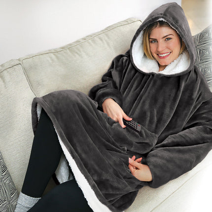 Women Blanket Hoodie with Oversized Design | Cozy Wearable Loungewear for Home Evenings