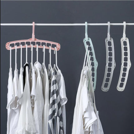 9 Hole Wardrobe Organizer Hangers, Space Saving Closet Hangers for Clothes and Outfits, Tidy Uniform Look, 4 Colors
