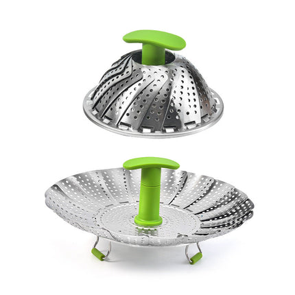 Folding Steamer Basket for Pots, Expandable Vegetable Steamer Insert with Silicone Feet for Eggs and Seafood