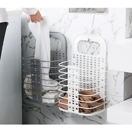 Foldable Laundry Basket, Wall Mounted Breathable Hamper that Folds Flat for Bathroom, Laundry Room and Closet Doors