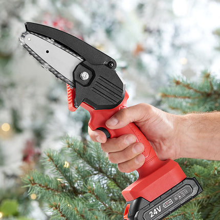 Mini Chainsaw with 550W Motor & 24V Battery | Portable Trimming Tool for Easy Yard Care