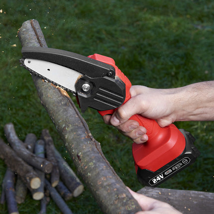 Mini Chainsaw with 550W Motor & 24V Battery | Portable Trimming Tool for Easy Yard Care