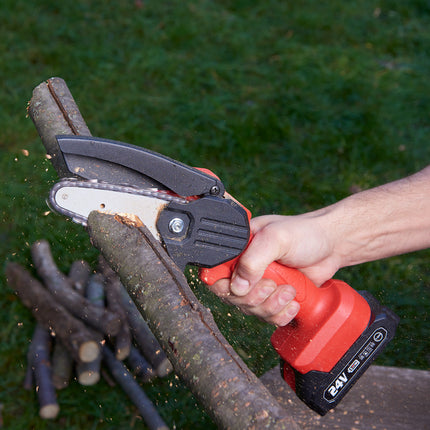 Mini Chainsaw with 550W Motor & 24V Battery | Portable Trimming Tool for Easy Yard Care