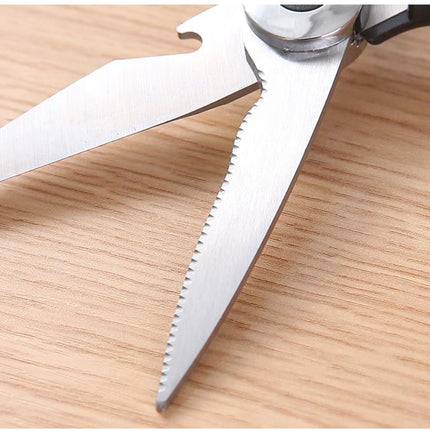 Kitchen Scissors with Serrated Stainless Steel Blades, Heavy Duty Poultry Shears for Meat, Bones and Seafood, with Nutcracker and Bottle Opener