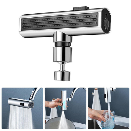 Kitchen Sink Faucet with 3 Spray Modes, Waterfall and High Pressure Tap with 360 Degree Swivel