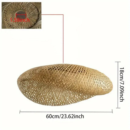 Handwoven Rattan Pendant Lampshade with Natural Bamboo | Vintage Boho Design for Cozy Home Atmosphere