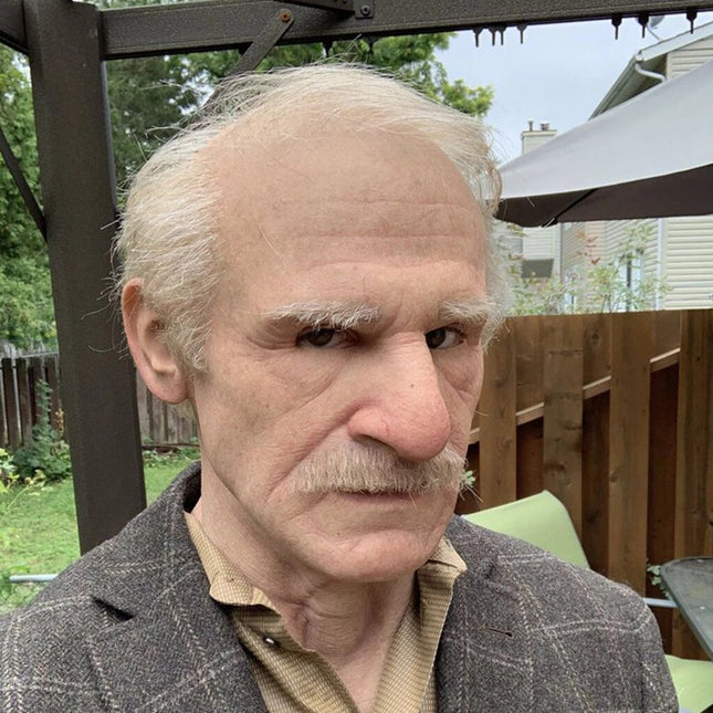 Halloween Mask for Adults, Realistic Old Man Mask, Latex Scary Mask with Movable Mouth for Costume Party