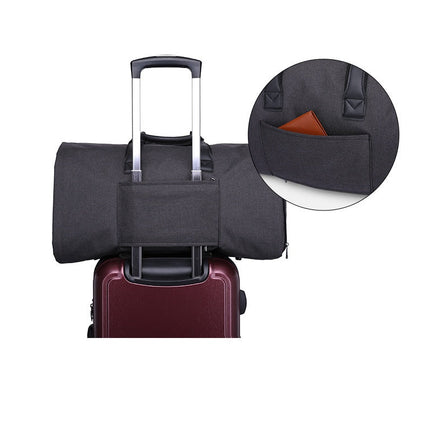 Convertible Garment Bag and Duffel with Hanging Suit Compartment, Shoe and Toiletry Pockets, Black and Gray Travel Bag for Business Trips