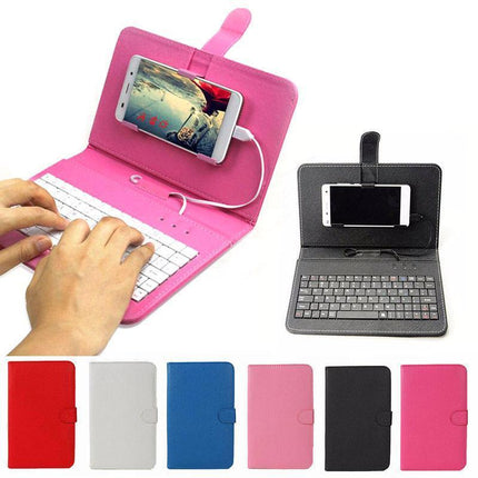 Foldable Keyboard Case Stand for Phones and Tablets, Folding Typing Case with Stand for Travel and Video Meetings