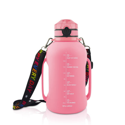 Collapsible Water Bottle, 2L Large Capacity Jug with Time Markers and Carry Strap, for Gym and Travel