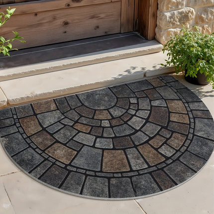 Mosaic Door Mat with Non-Slip Backing | Stylish Semicircular Design for Indoor and Outdoor Use