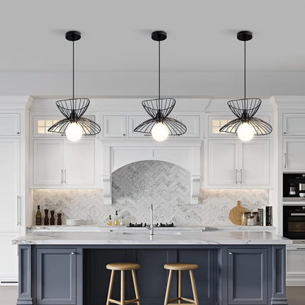 Retro Black Pendant Light with Adjustable Height | Industrial Chic Fixture for Warm Ambient Lighting