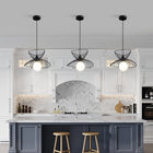 Kitchen Island Pendant Light, Black Industrial Hanging Light with Petal Wire Shade, Retro Dining Room Lighting Fixture_00