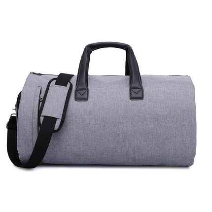 Convertible Garment Bag and Duffel with Hanging Suit Compartment, Shoe and Toiletry Pockets, Black and Gray Travel Bag for Business Trips