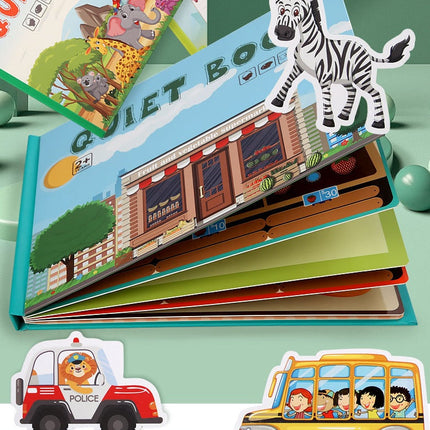 Montessori Quiet Book for Kids, Interactive Busy Book with Puzzles, Matching Games and Literacy Pages