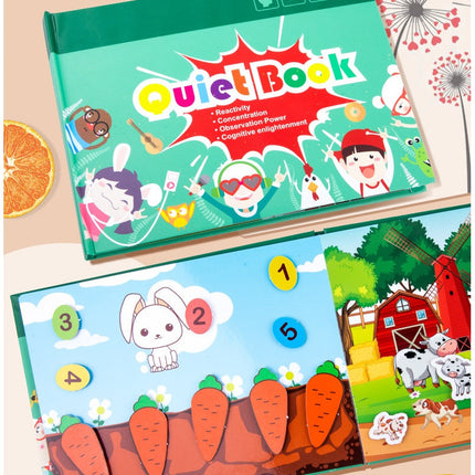 Montessori Quiet Book for Kids, Interactive Busy Book with Puzzles, Matching Games and Literacy Pages