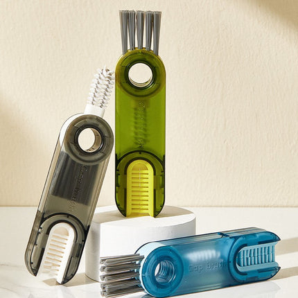 3-in-1 Cleaning Brush Set for Bottles, Cups and Kitchen Tools with Cup Rim and Gap Brush Heads, 3 Colours