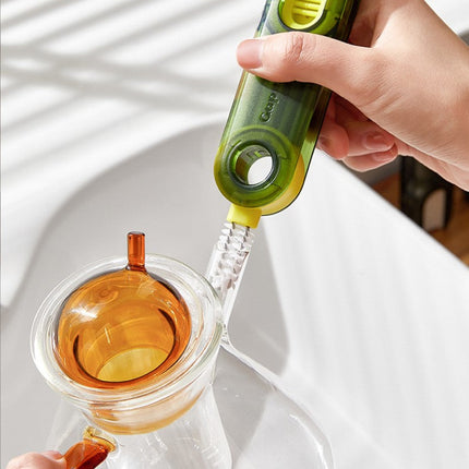3-in-1 Cleaning Brush Set for Bottles, Cups and Kitchen Tools with Cup Rim and Gap Brush Heads, 3 Colours