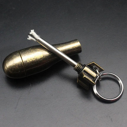 Kerosene Keychain Lighter, Windproof Refillable Permanent Match Fire Starter with Magnesium Strike Strip for Camping