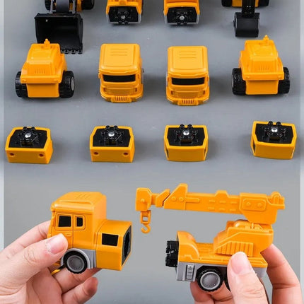Magnetic Transformer Car Set, Interchangeable Building Toy that Makes Dump Trucks, Helicopters and a Robot