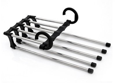 5 in 1 Wardrobe Hanger Set, Space Saving Closet Organizer with Retractable Rods for Pants, Scarves and Belts, White or Black