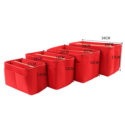 Tote Bag Organizer Insert with Structured Compartments, 4 Sizes S to XL, 10 Colors, Soft Purse Divider for Handbags and Shoulder Bags
