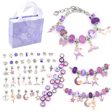 DIY Jewelry Making Kit with Colorful Beads, Charms and Adjustable String for Kids and Teen Crafters