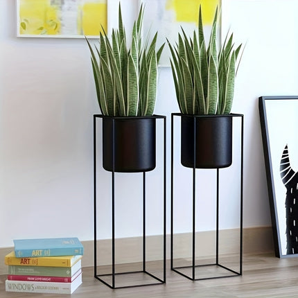 Metal Indoor Plant Stand with Modern Rectangular Frame | Durable Space-Saving Holder for Elegant Indoor Display