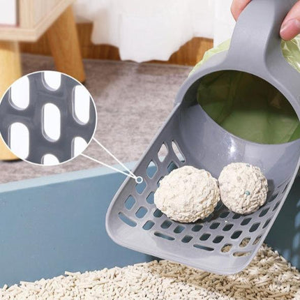 Cat Litter Scoop with Built In Sealed Waste Container and Bag Roll for No Touch Sifting and Odour Control