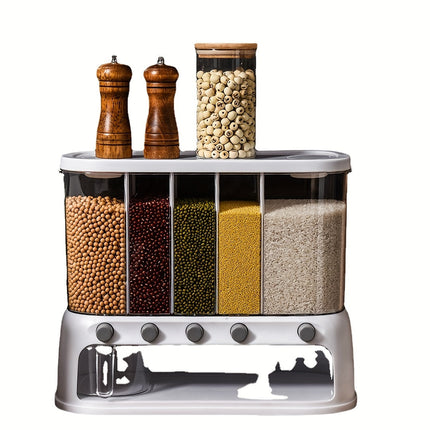 Multi-Compartment Grain Storage Container with Airtight Flip-Top Lid | Clear Organizer for Rice, Pasta, and Spices