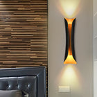 Wall Sconces, Modern Black Wall Sconce with Up and Down Light, Curved Indoor Wall Light for Living Room and Hallway_03