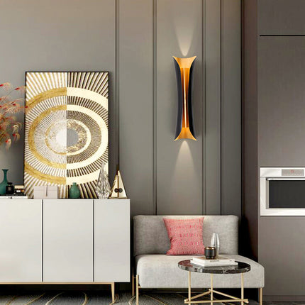 Modern Curl Wall Sconce with Dual Lighting | Sculptural Black Metal Fixture for Ambient Indoor Illumination