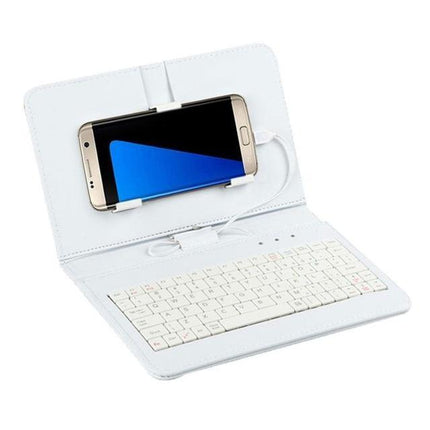 Foldable Keyboard Case Stand for Phones and Tablets, Folding Typing Case with Stand for Travel and Video Meetings