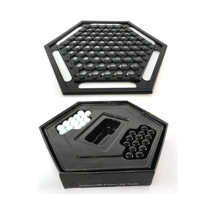 Marble Strategy Board Game for 2 Players, Push and Block Tabletop Game with Black and White Marbles